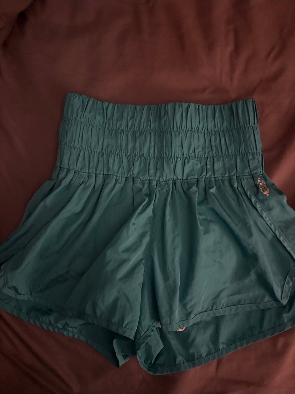 FP Movement by Free People Teal High-Waist Smocked Shorts